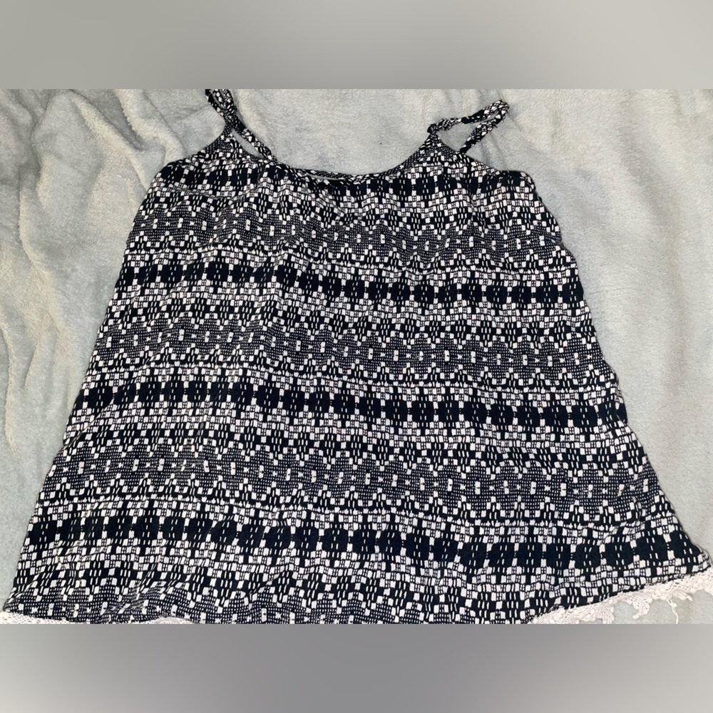 mossimo blouse medium pattern two straps and open neck